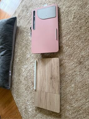 TWO Adjustable Laptop/Tablet Stand - Portable eFolding Desk - Pink/ Wood